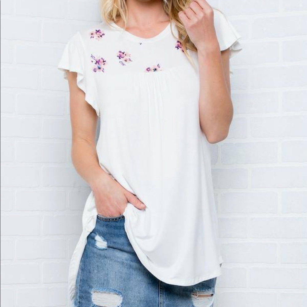 Cream Floral Top